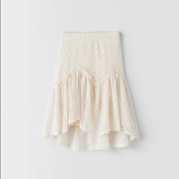 Zara Girls Guipure Lace Ruffled Skirt - Picture 1 of 3